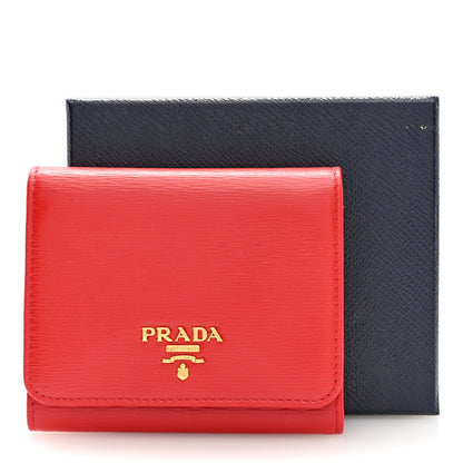 Prada Vitello Move Tri-Fold Compact Wallet Black Lacca Lacca 7 of 7