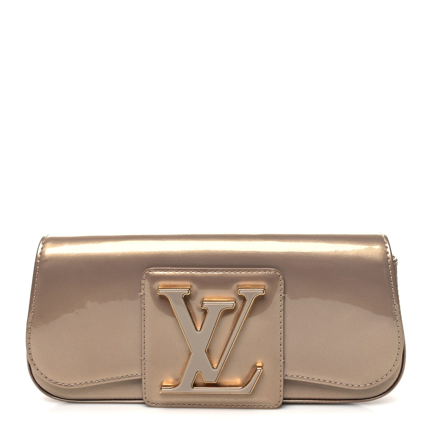 Patent Sobe Clutch Beige Poudre