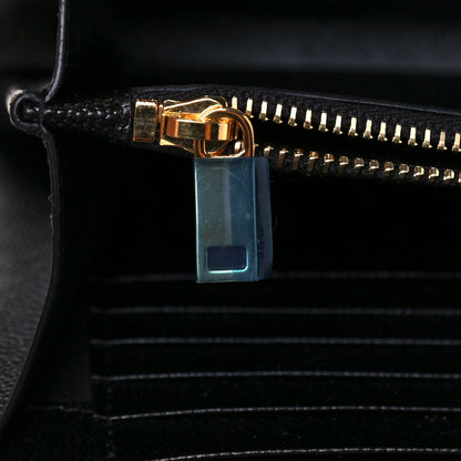 Saint Laurent Grain De Poudre Matelasse Chevron Monogram Chain Wallet Black 12 of 13