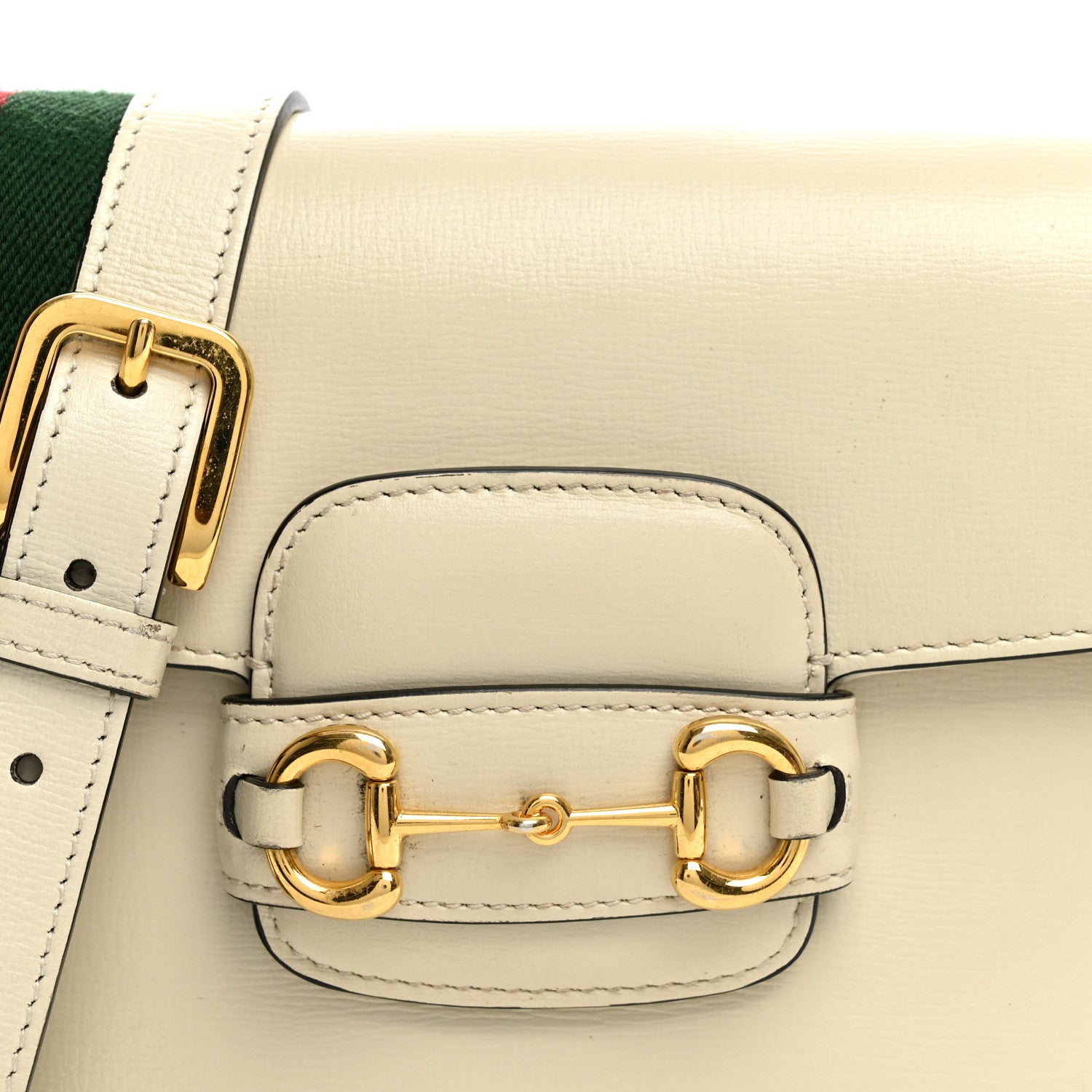 Gucci Azalea Calfskin Web Mini Horsebit 1955 Shoulder Bag Mystic White 10 of 13