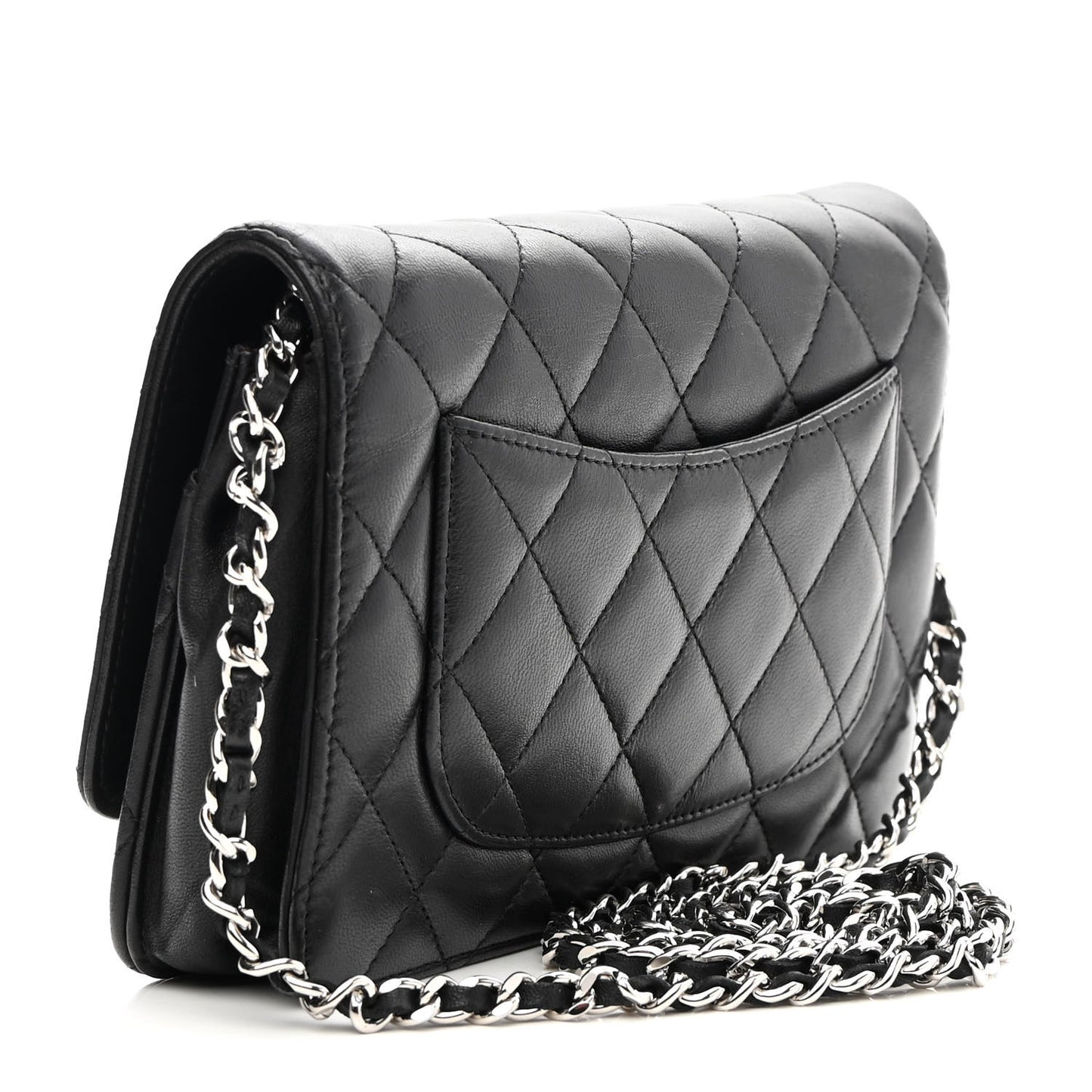 Lambskin Quilted Wallet On Chain WOC Black
