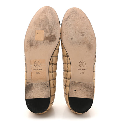 Chanel Lambskin Embroidered Quilted Cap Toe Ballerina Flats 38.5 Beige Black 6 of 9