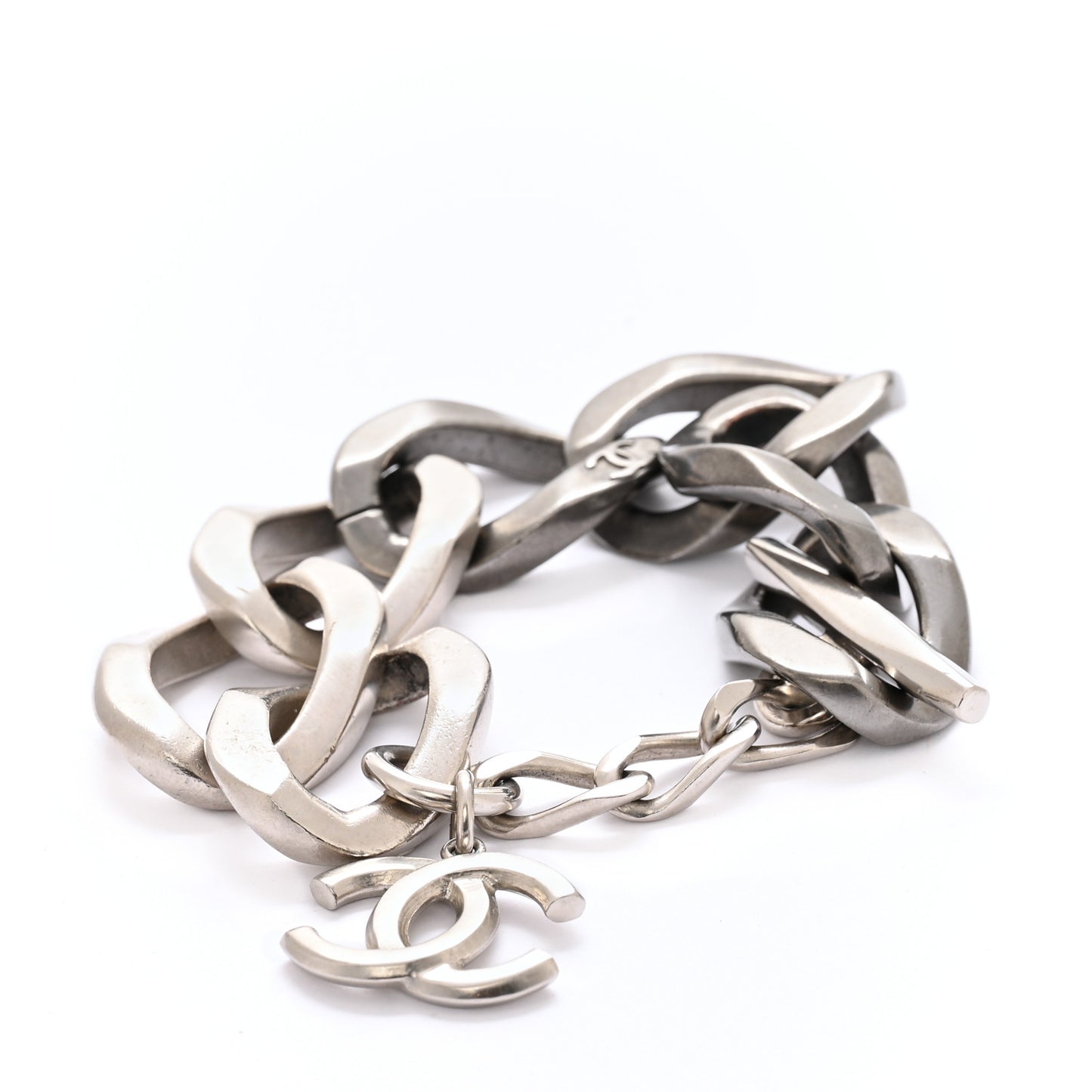 Metal Chain Link CC Bracelet Silver Ruthenium