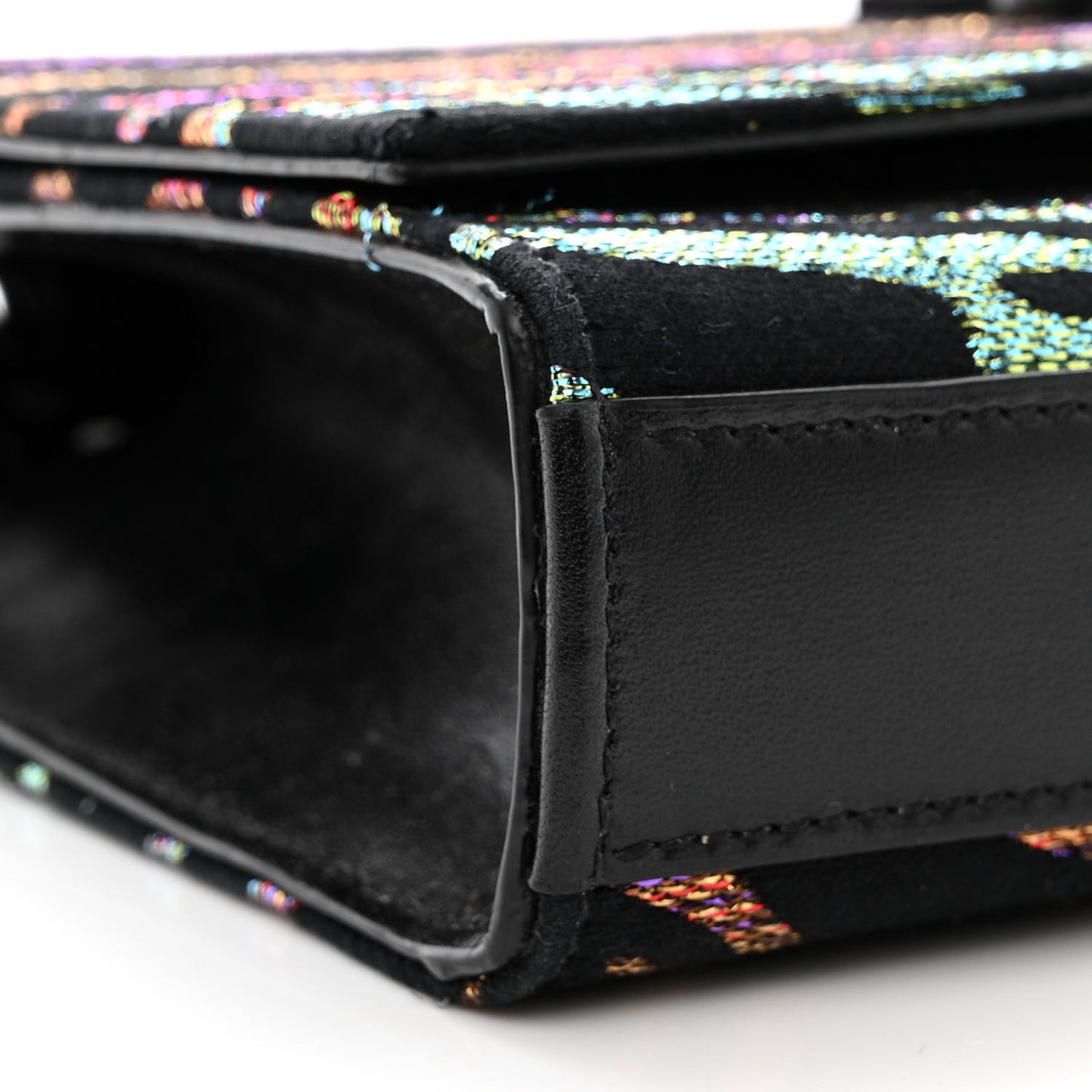 Canvas Calfskin Metallic Tiger Print Small Monogram Kate Satchel Black Multicolor