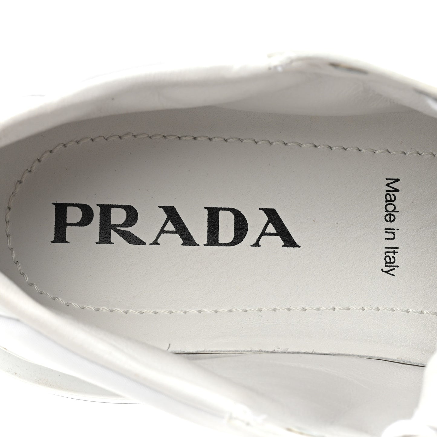 Re-Nylon Spazzolato Rubber Triangle Logo Macro Quilted Mens 35mm Platform Sneakers 39 White