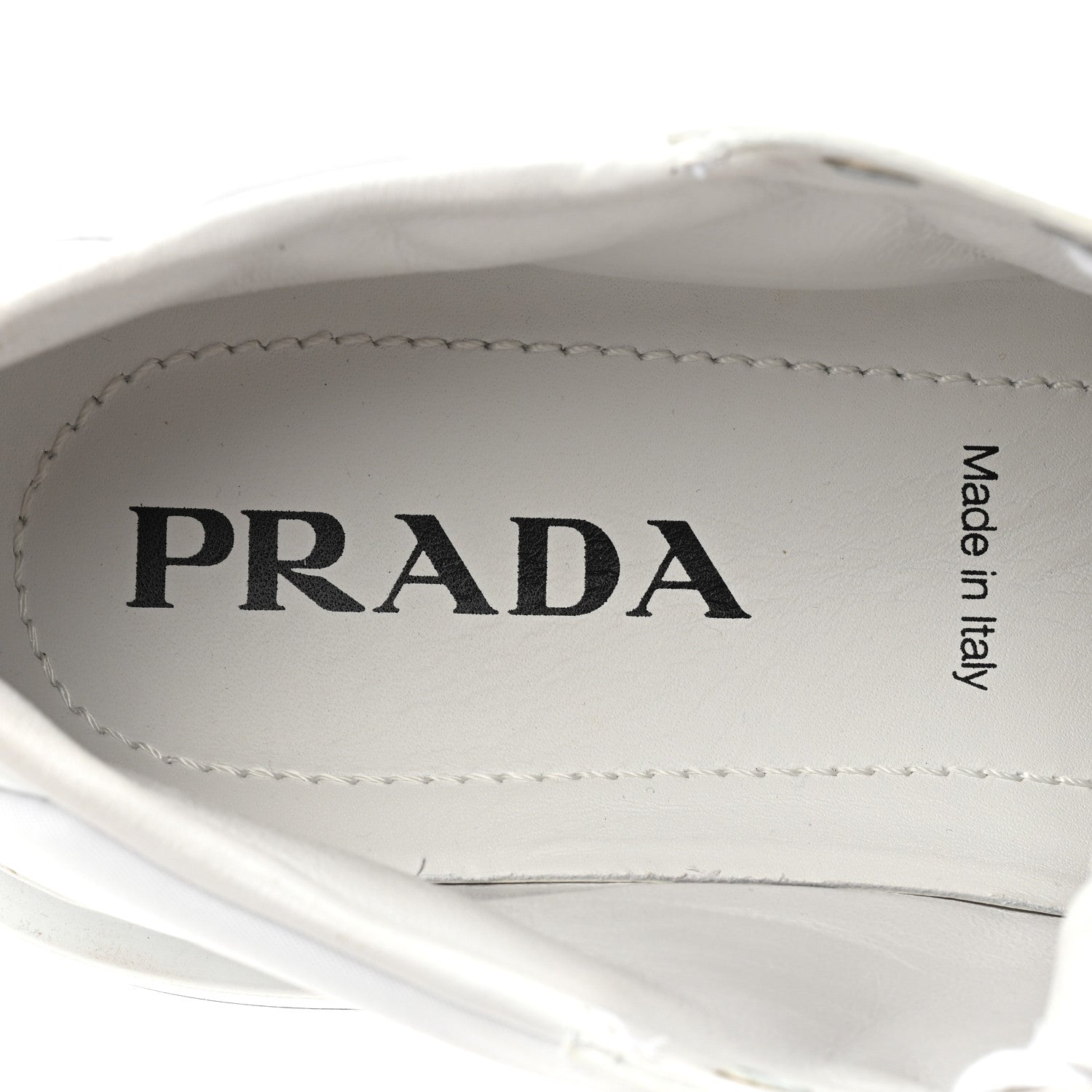 Prada Re-Nylon Spazzolato Rubber Triangle Logo Macro Quilted Mens 35mm Platform Sneakers 39 White 8 of 14