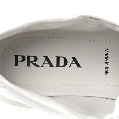 Prada Re-Nylon Spazzolato Rubber Triangle Logo Macro Quilted Mens 35mm Platform Sneakers 39 White 8 of 14