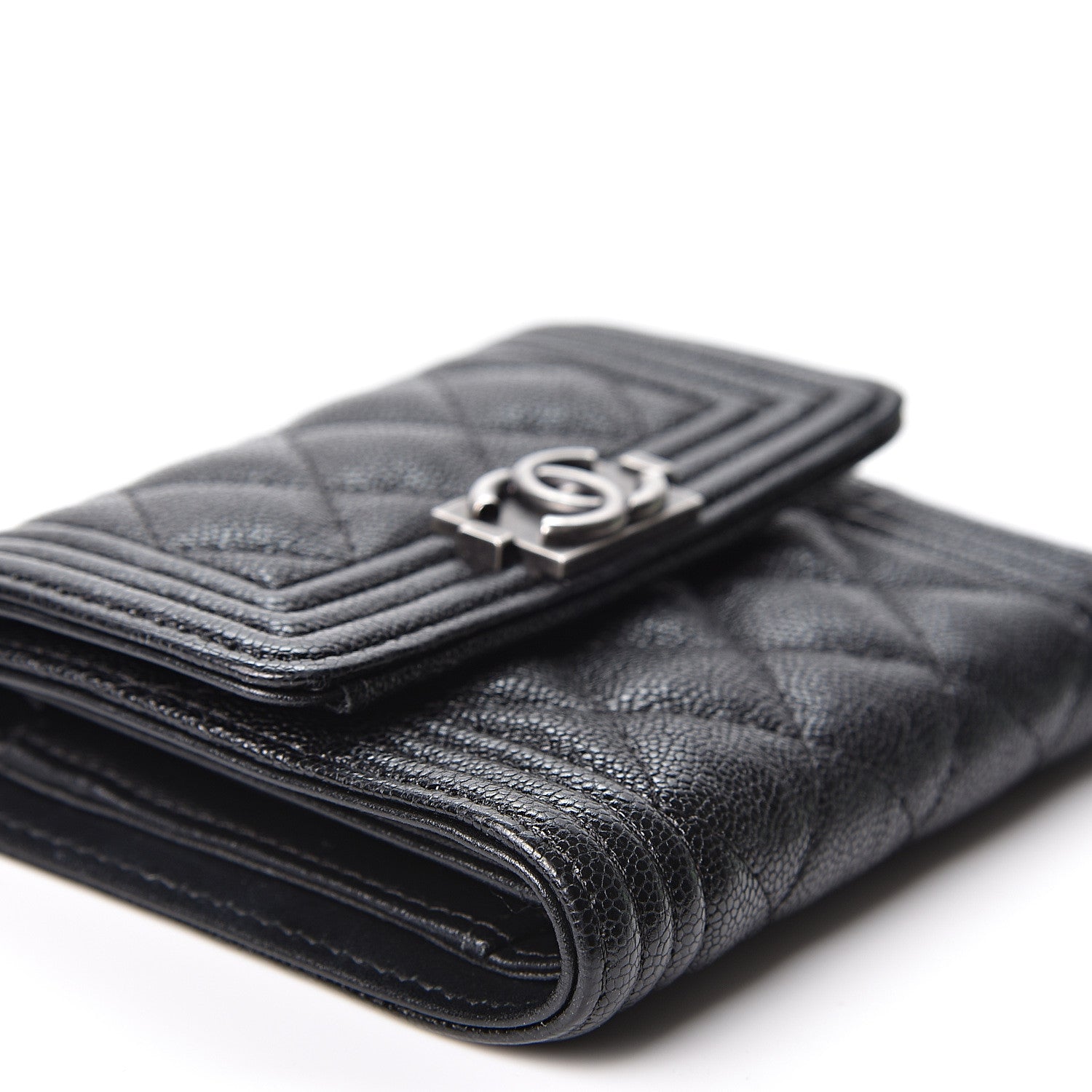 Chanel Caviar Quilted Compact Boy Wallet Black 7 of 9