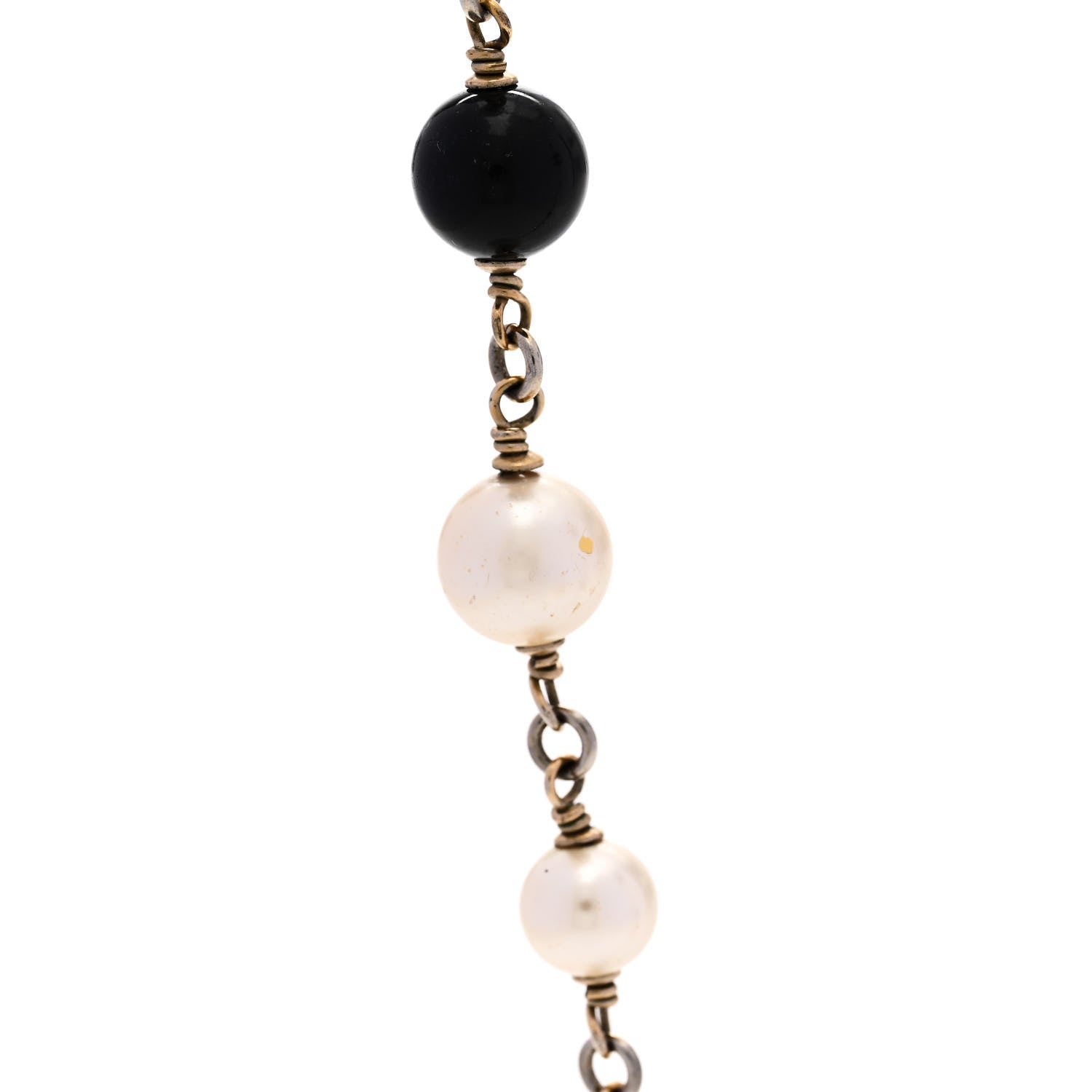 Chanel Pearl Enamel Beaded CC Baroque Long Necklace Black White Gold 6 of 8