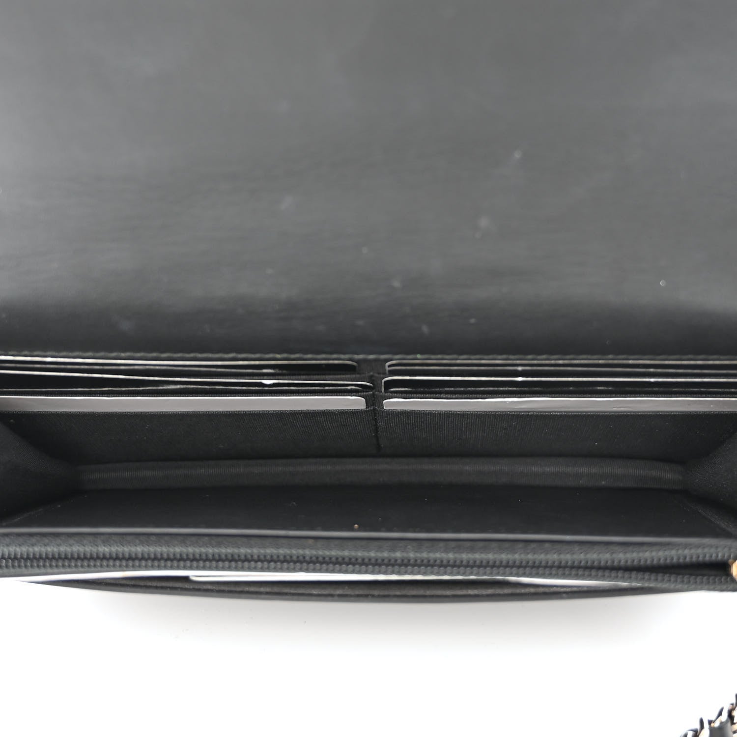 Chanel Crackled Patent Calfskin Quilted Pearl Wallet On Chain WOC Black 5 of 13