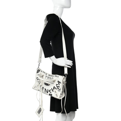 Balenciaga Agneau Graffiti All Over Classic Silver Hardware S City White Black 2 of 14