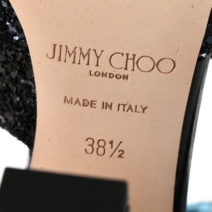Jimmy Choo Coarse Glitter Falcon 100 Sandals 38.5 Navy Mix 7 of 10
