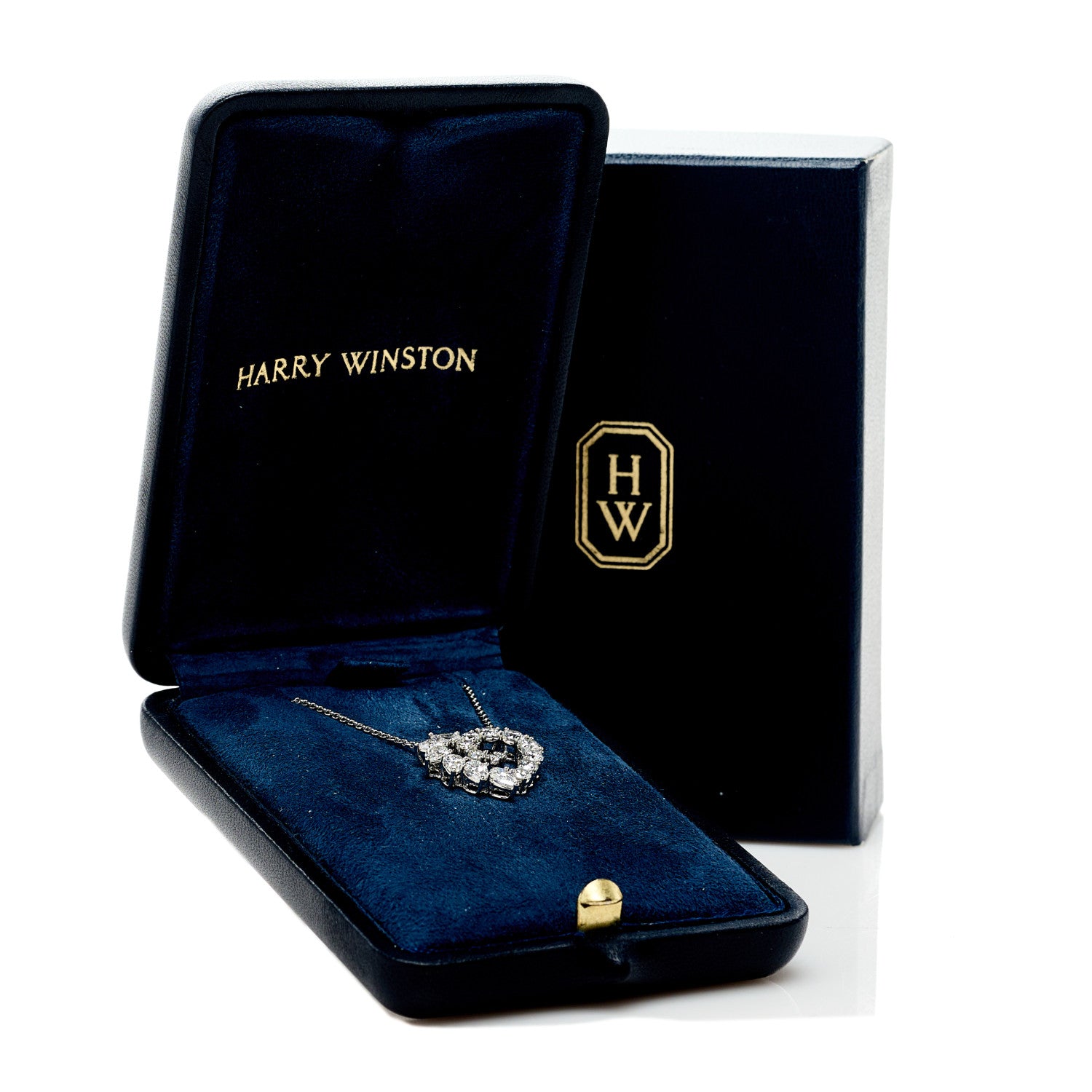 Harry Winston Platinum Diamond Garland Small Heart Pendant Necklace 6 of 6