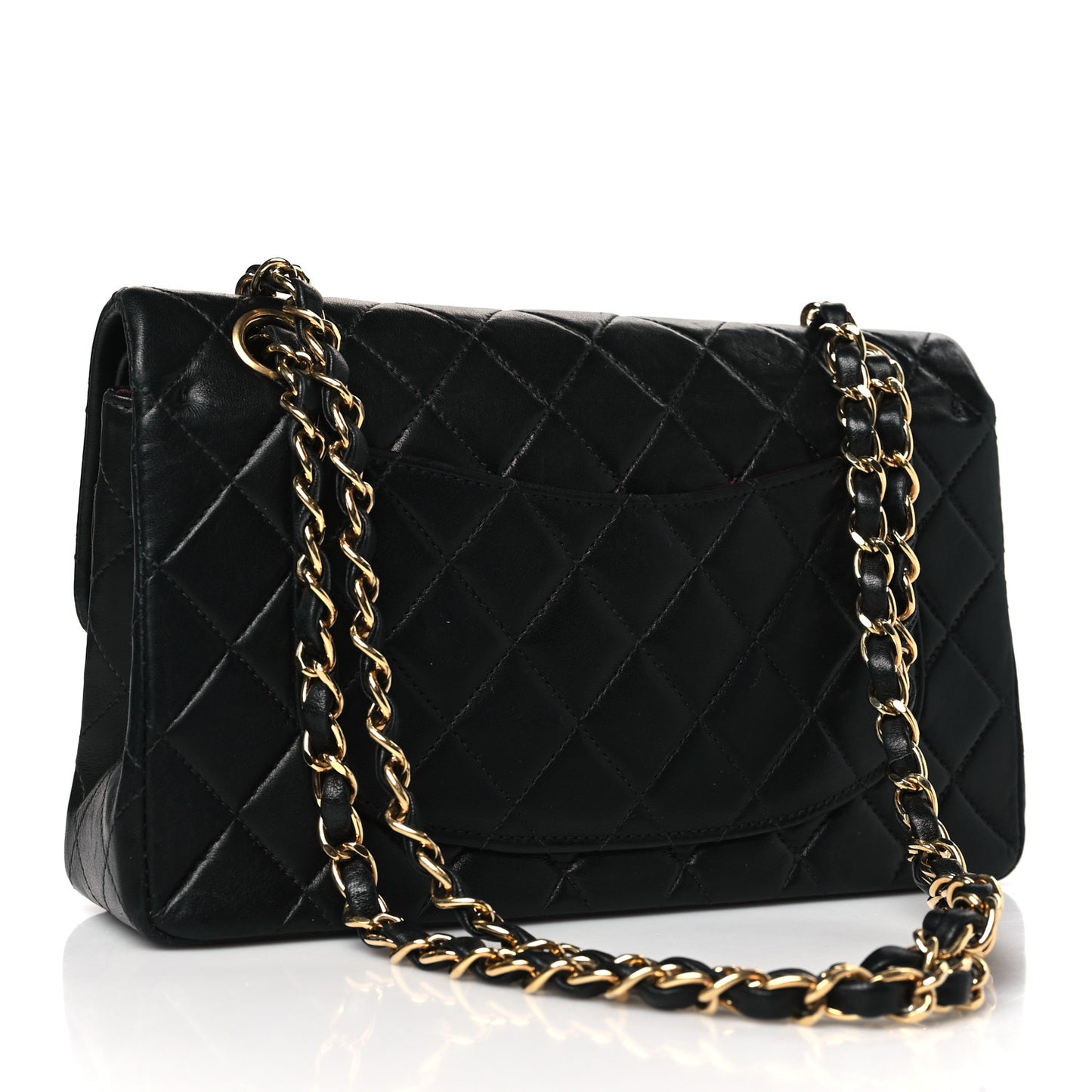 Lambskin Quilted Small Double Flap Black