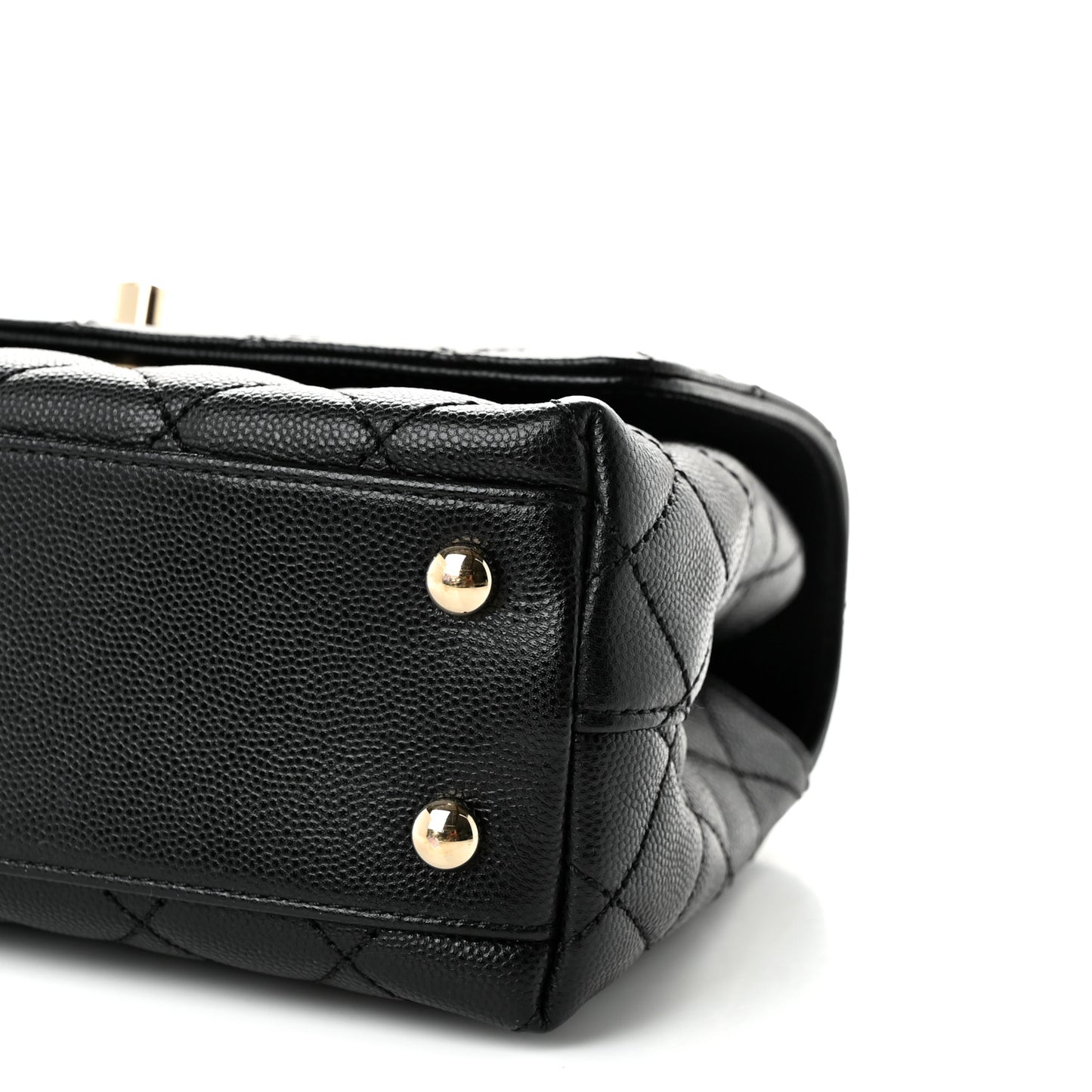 Caviar Quilted Mini Coco Handle Flap Black
