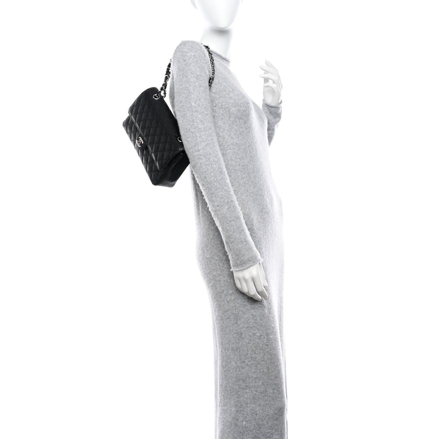 Caviar Quilted Medium Double Flap Black