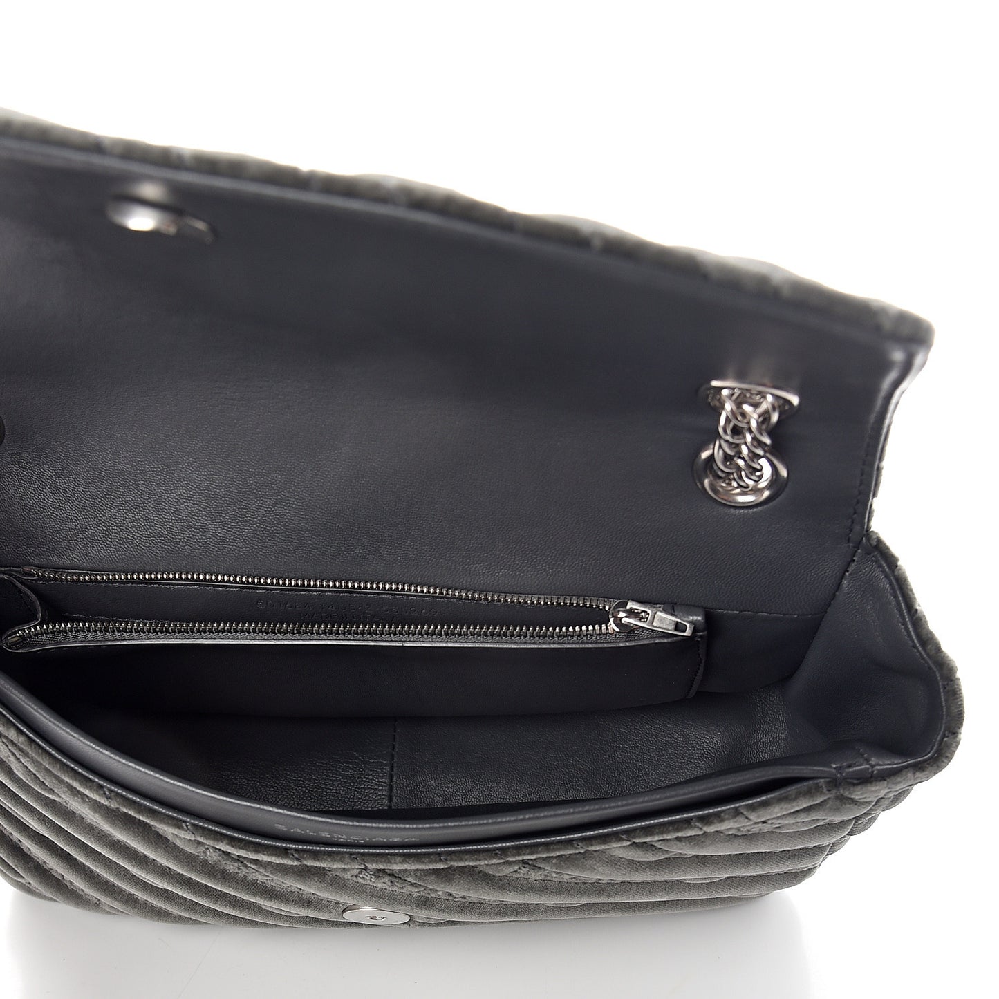 Velvet Logo Matelasse M BB Chain Shoulder Bag Gris