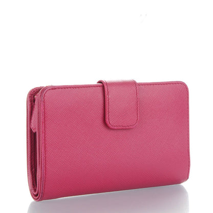 Prada Saffiano Metal Compact Wallet Peonia 3 of 8