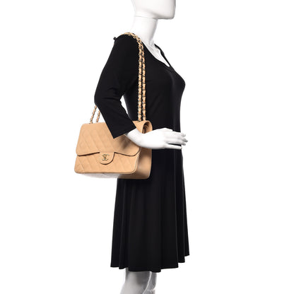 Chanel Caviar Quilted Jumbo Double Flap Beige 2 of 13
