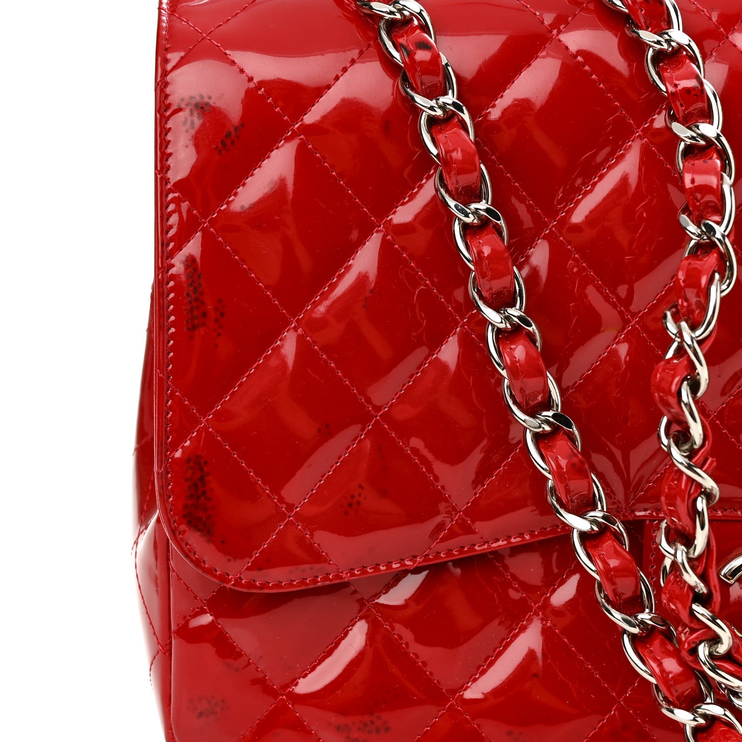 Chanel Patent Quilted Jumbo Single Flap Red 17 of 18