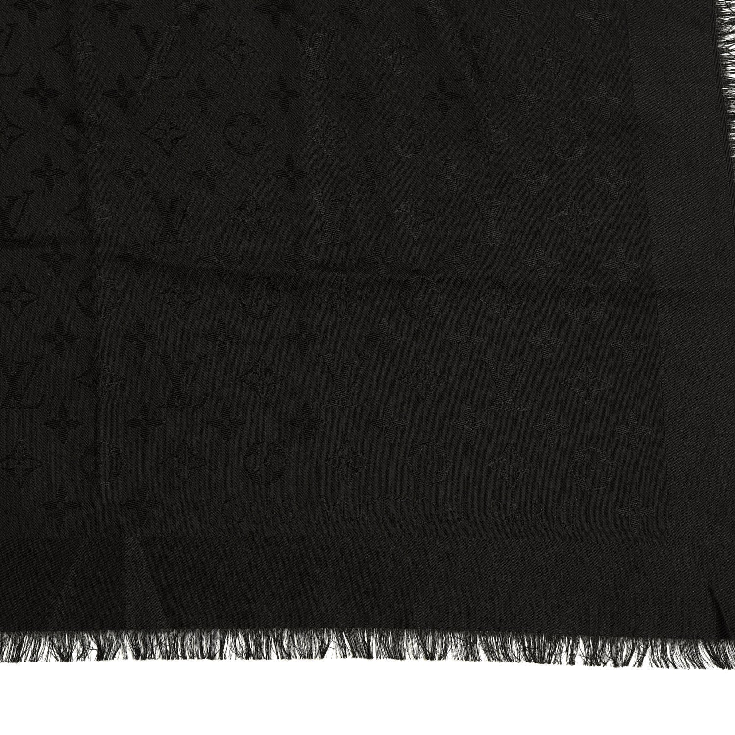 Louis Vuitton Silk Wool Monogram Shawl Black 2 of 4