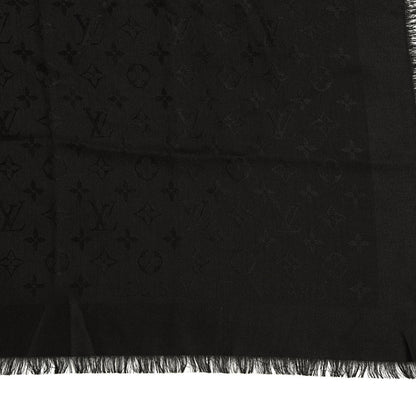 Louis Vuitton Silk Wool Monogram Shawl Black 2 of 4