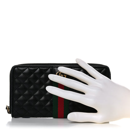 Gucci Calfskin Web Trapuntata GG Zip Around Wallet Black 2 of 14