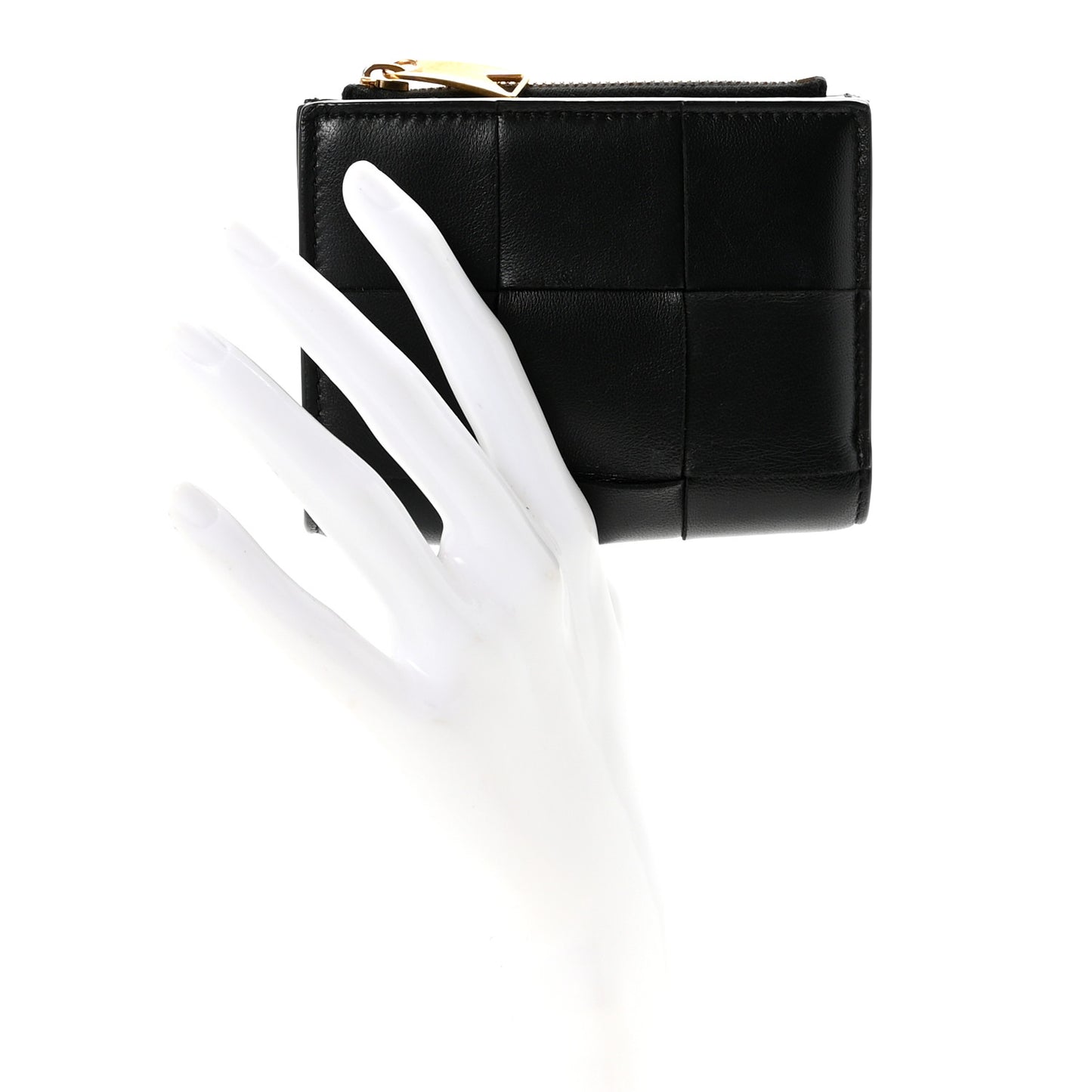 Nappa Maxi Intrecciato Small Bi-Fold Zip Wallet Black
