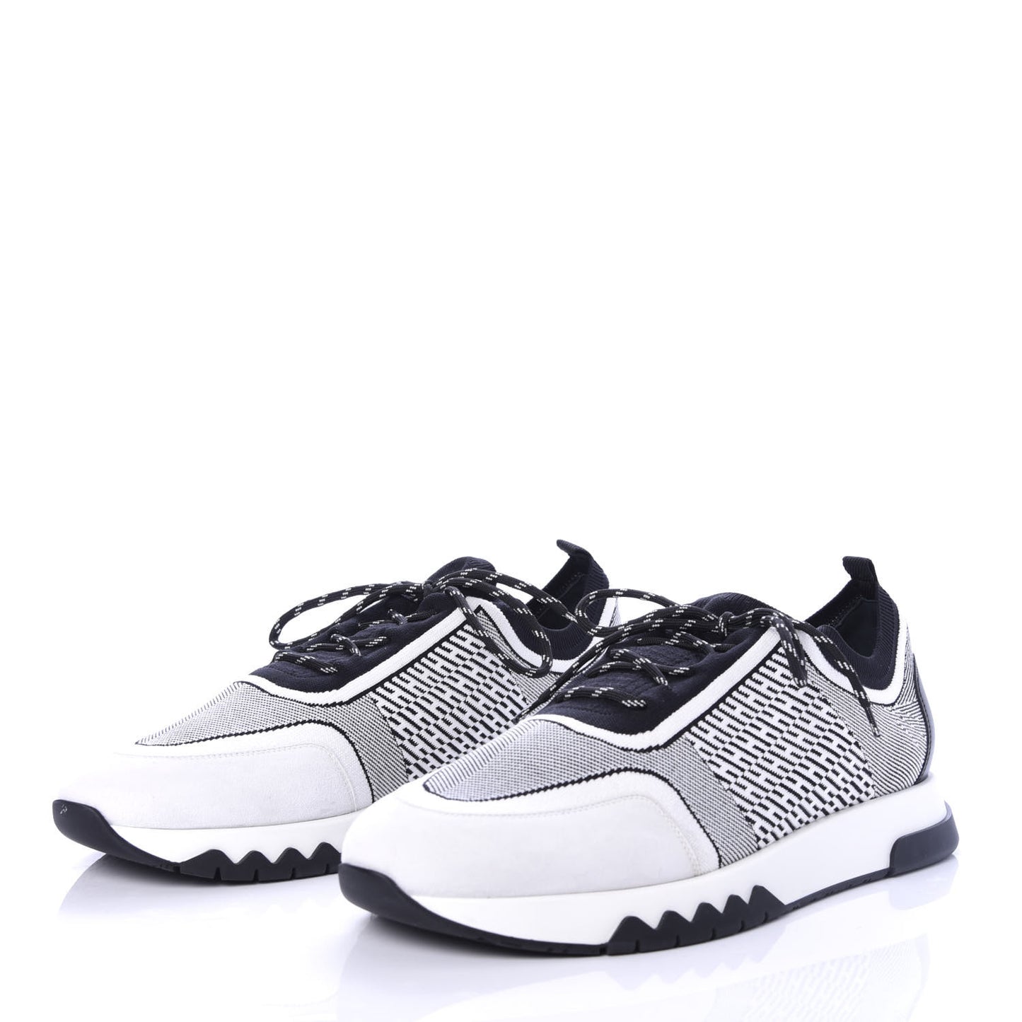 Knit Goatskin Mens Addict Sneakers 46 Black White