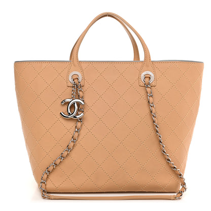 Chanel Calfskin Stitched Medium Shopping Tote Beige 1 of 10