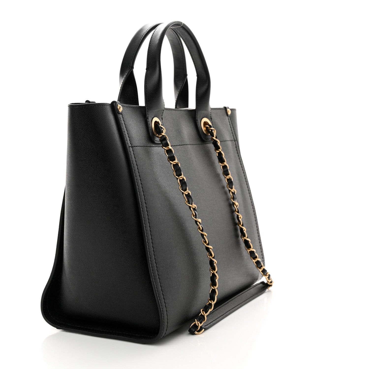 Chanel Caviar Small Studded Deauville Tote Black 3 of 12
