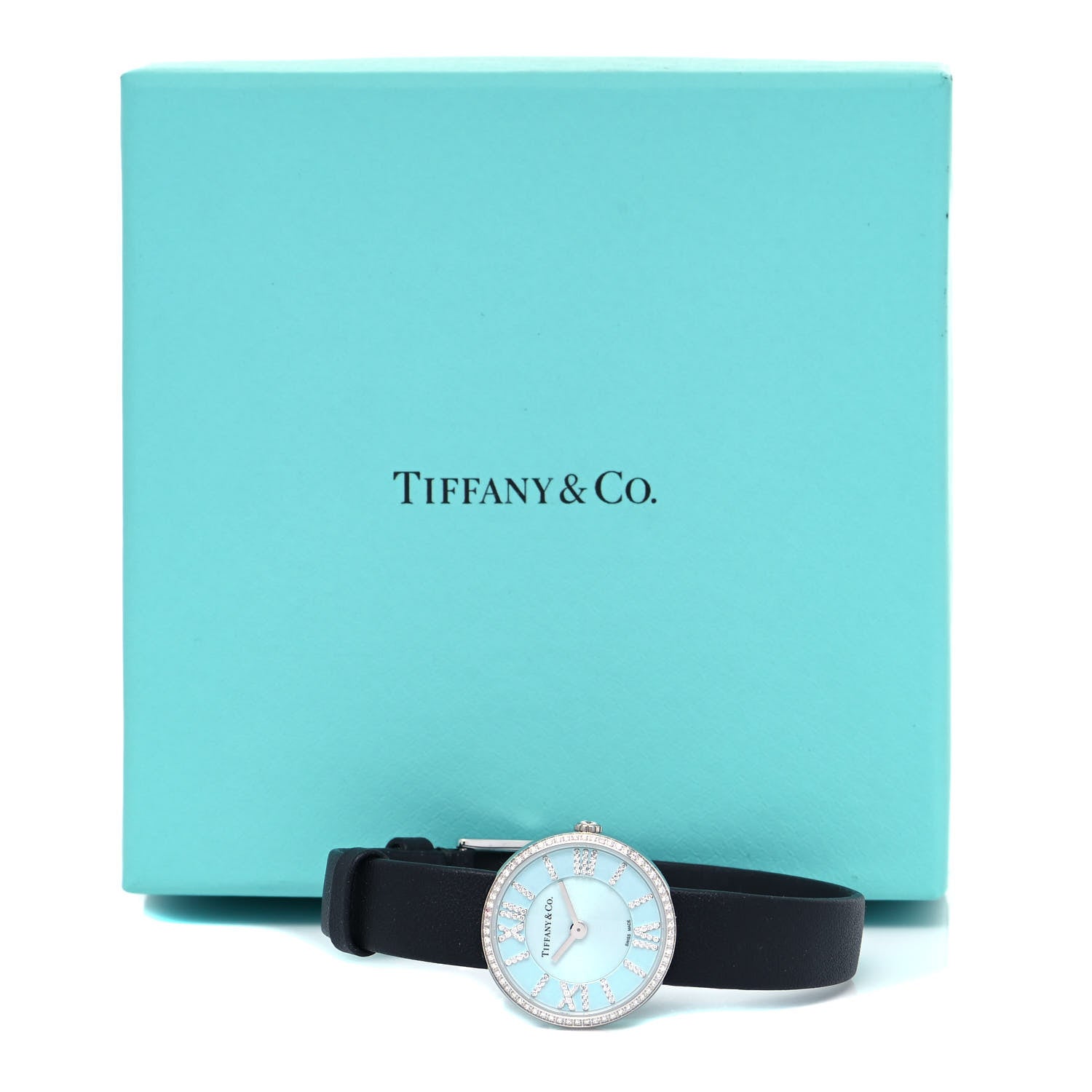 Tiffany Stainless Steel Calfskin Diamond Bezel 24mm Atlas 2-Hand Quartz Watch Tiffany Blue 5 of 5