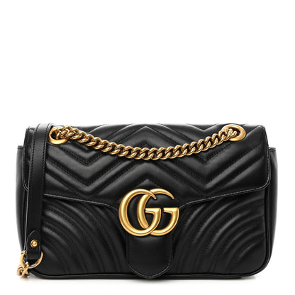Gucci Calfskin Matelasse Small GG Marmont Shoulder Bag Black 1 of 10
