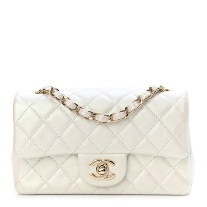 Chanel Iridescent Calfskin Quilted Mini Rectangular Flap White 1 of 11