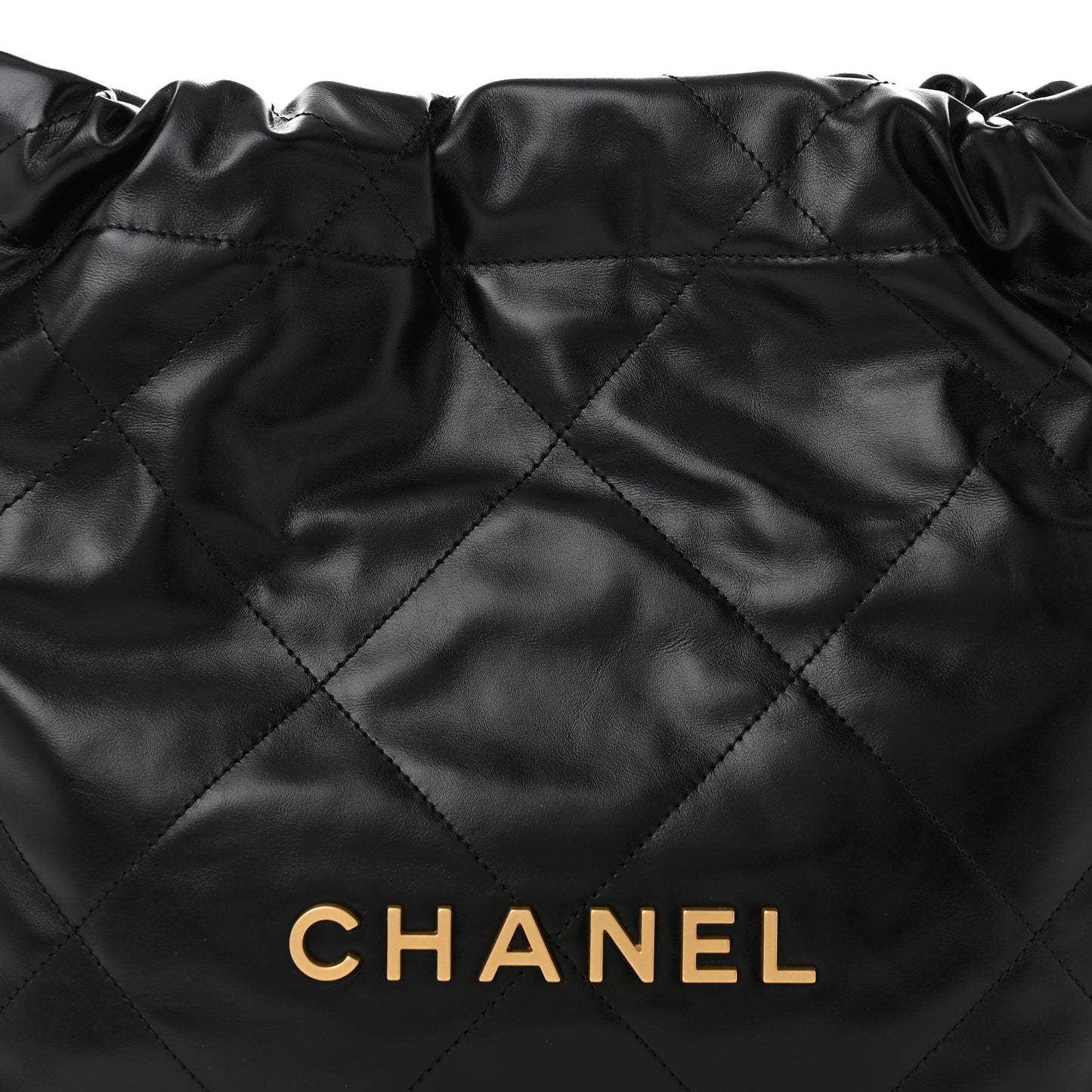 Shiny Calfskin Quilted Small Chanel 22 Black