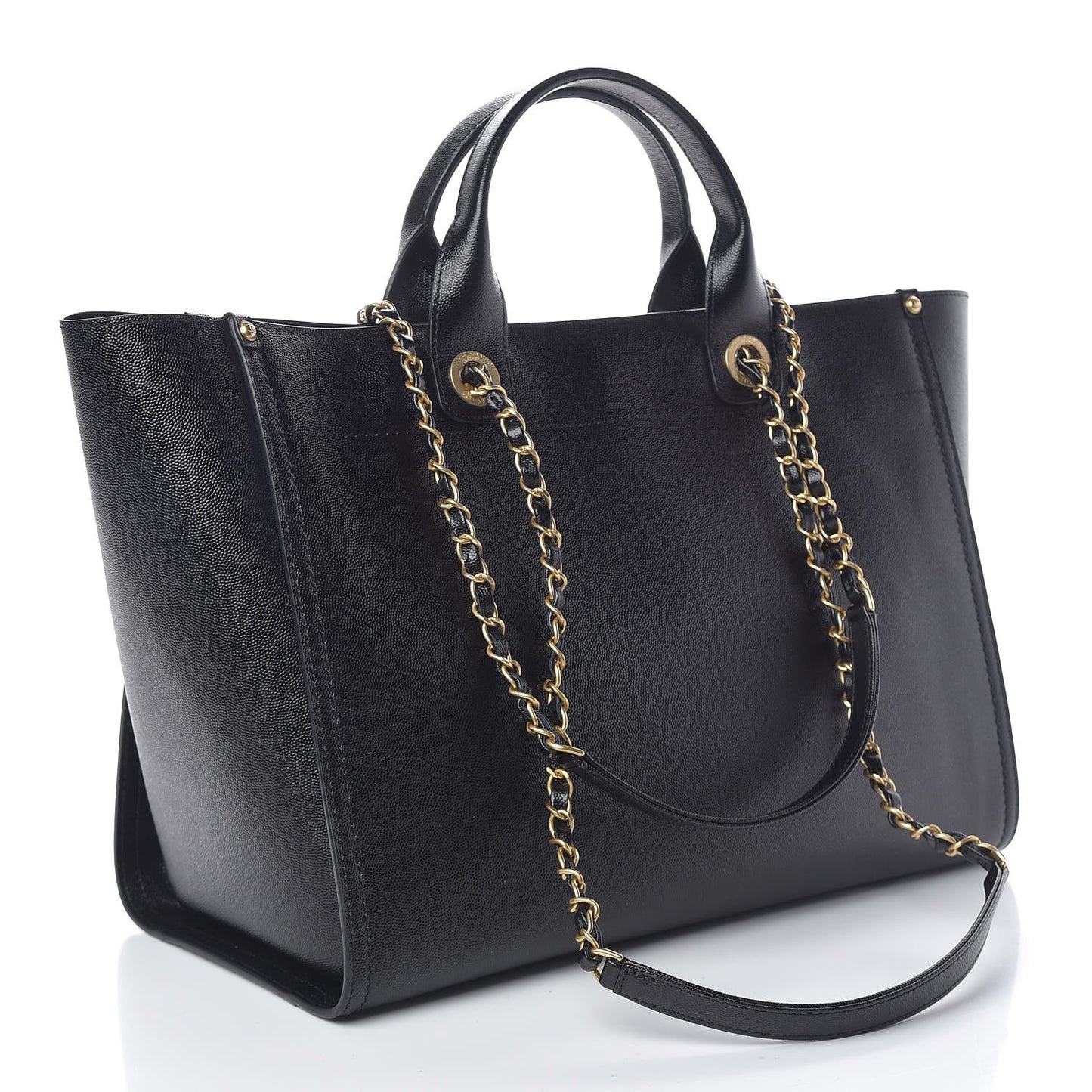Caviar Large Studded Deauville Tote Black