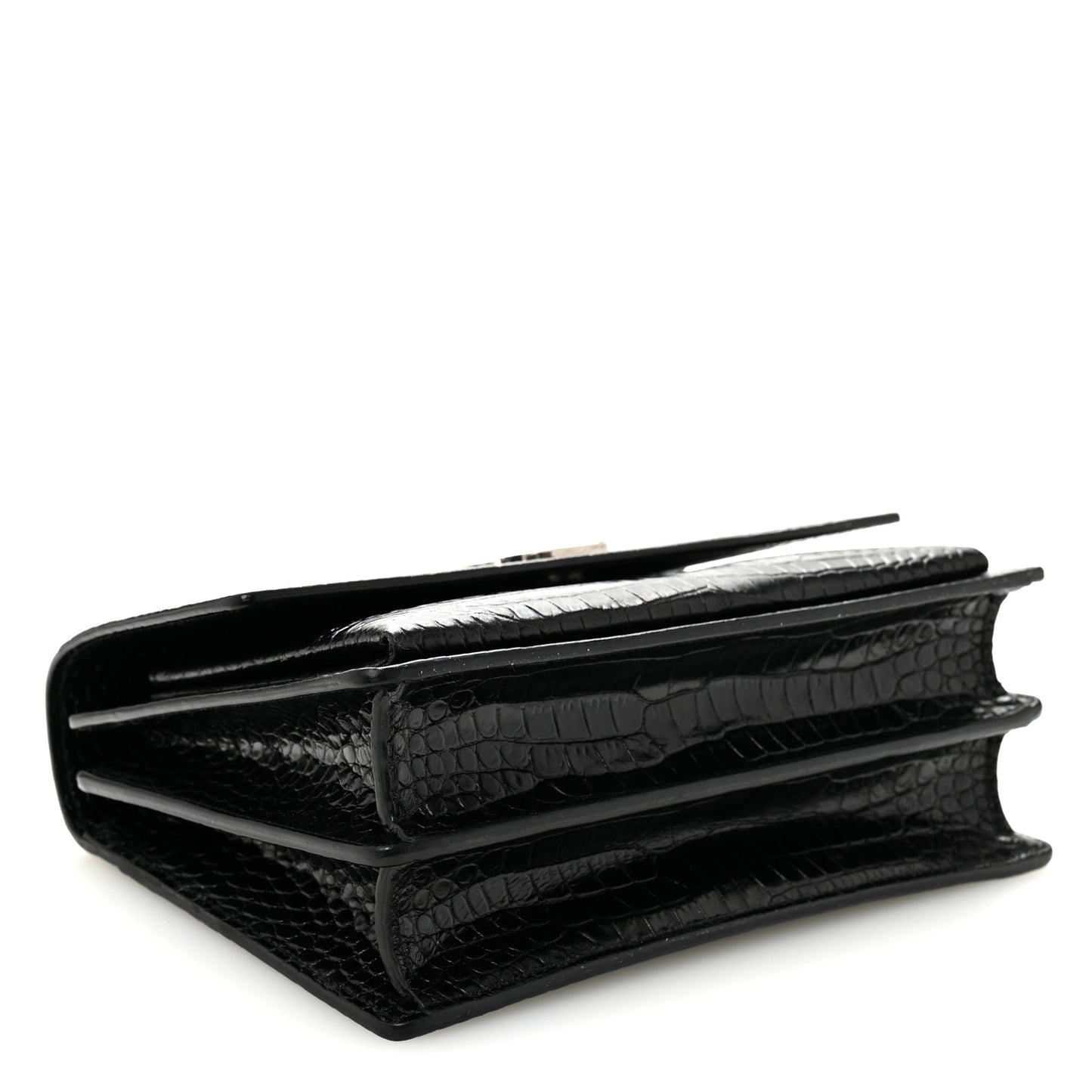 Calfskin Crocodile Embossed Medium Monogram Sunset Black