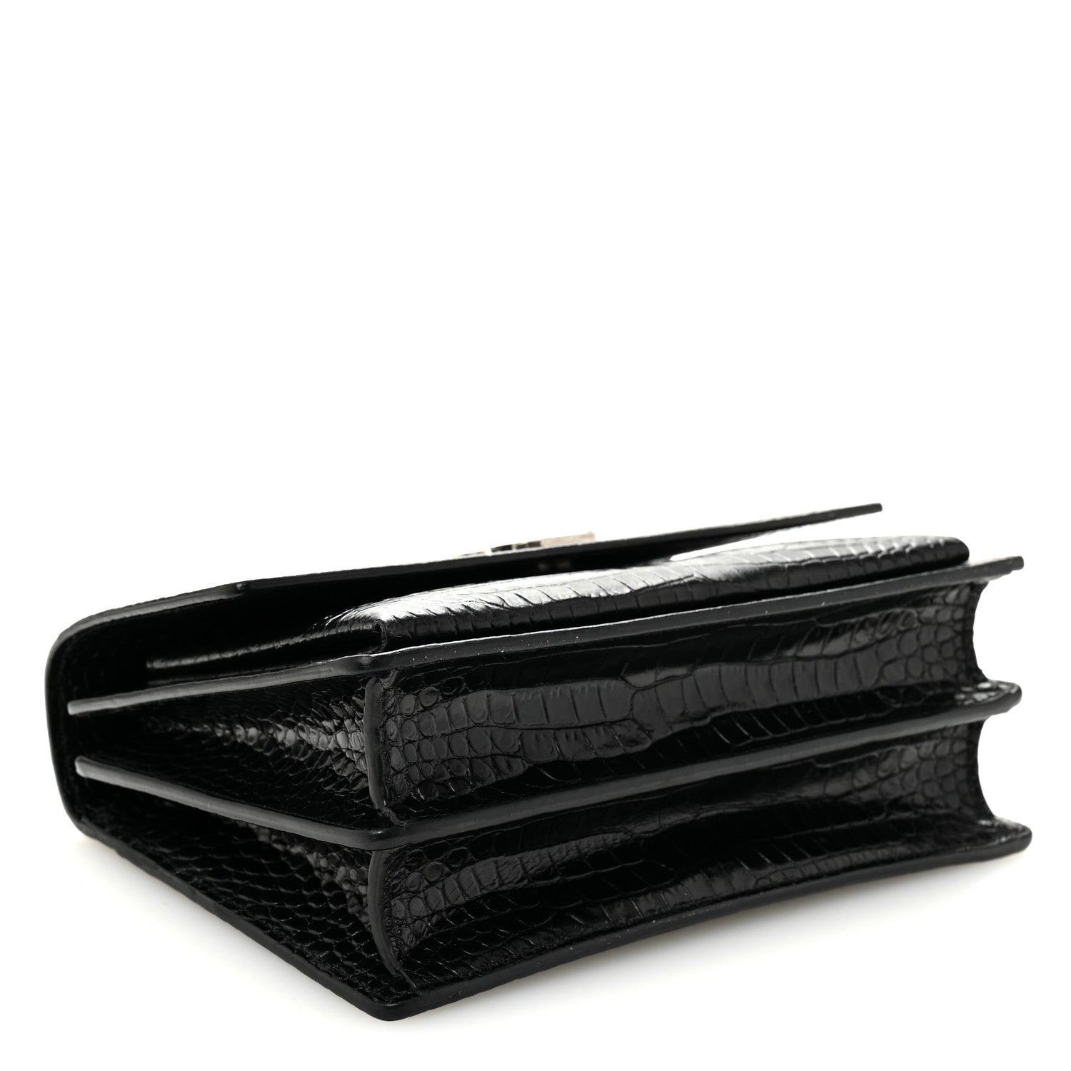 Saint Laurent Calfskin Crocodile Embossed Medium Monogram Sunset Black 4 of 10