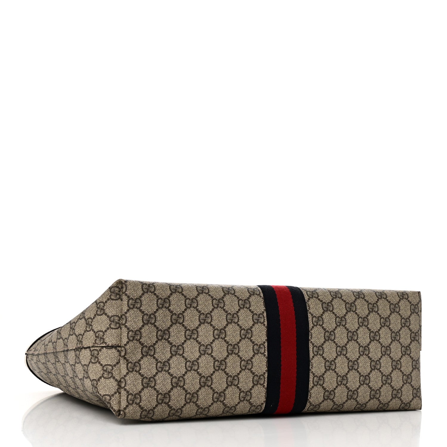 Gucci GG Supreme Monogram Textured Dollar Calfskin Web Medium Ophidia Shopping Tote Beige Ebony Mystic White 4 of 10