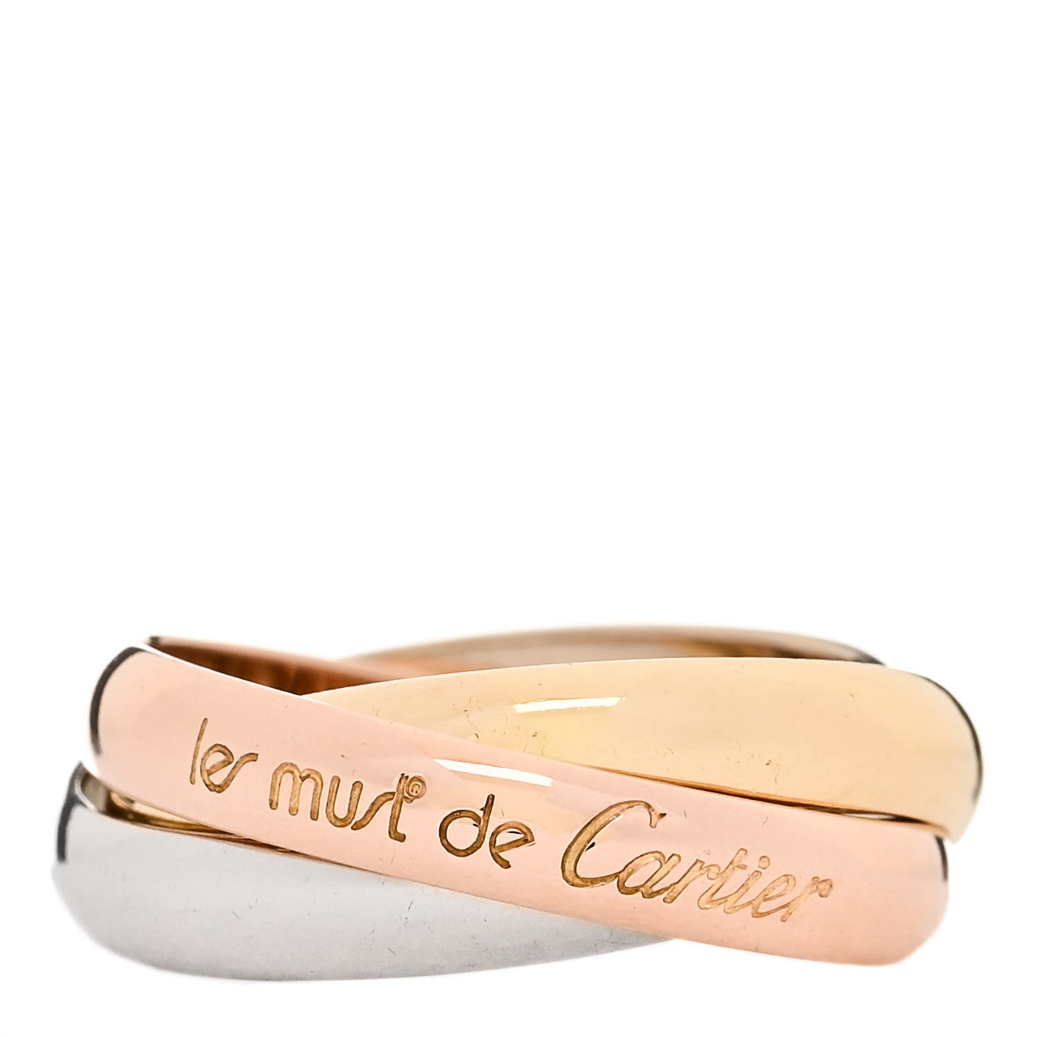 Cartier 18K Pink Yellow White Gold Classic Les Must De Cartier Trinity Ring 55 7.25 1 of 6