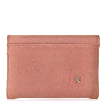 Chanel Goatskin Camellia Embossed Card Holder Orange 1 of 12
