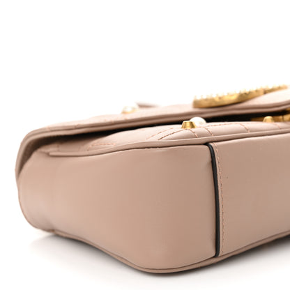 Gucci Calfskin Matelasse Studded Mini Pearly GG Marmont Shoulder Bag Porcelain Rose 9 of 10