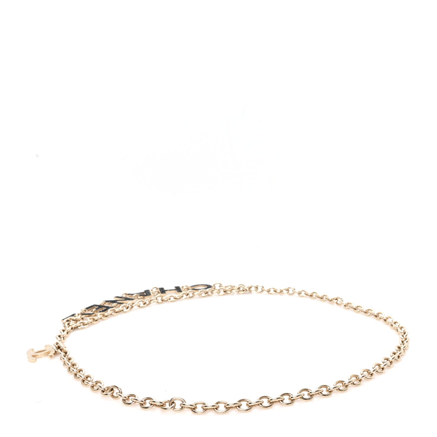 Crystal Logo Chain Belt Gold Black