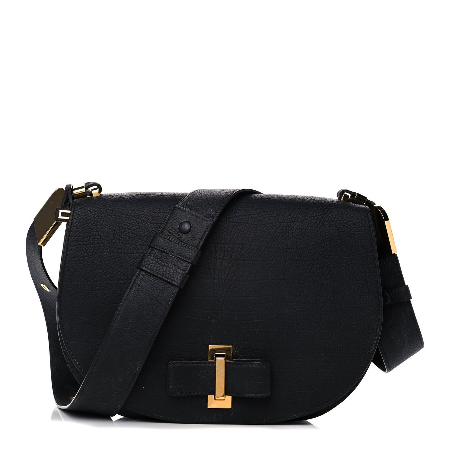 Crispy Calfskin Le Mutin MM Saddle Bag Black