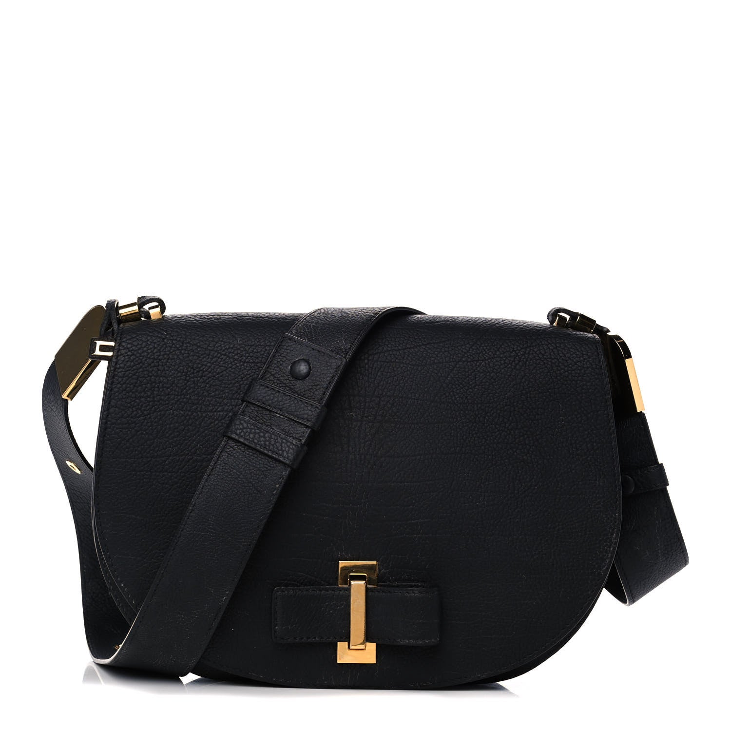 Delvaux Crispy Calfskin Le Mutin MM Saddle Bag Black 1 of 12
