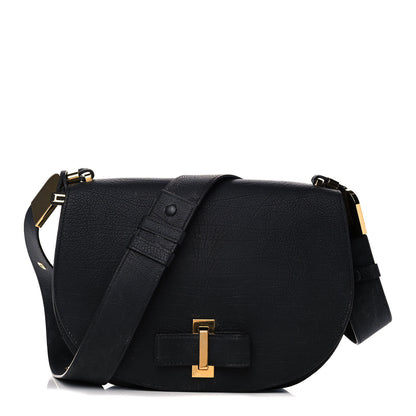 Delvaux Crispy Calfskin Le Mutin MM Saddle Bag Black 1 of 12