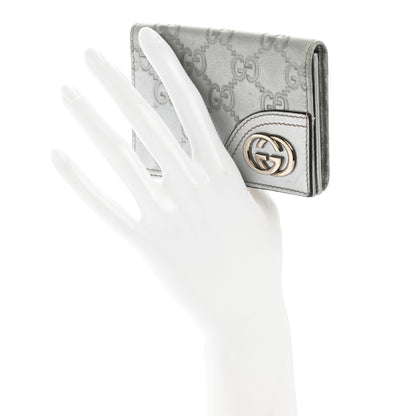 Gucci Metallic Guccissima Interlocking G Flap Card Case Silver 2 of 10