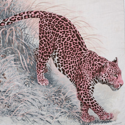 Hermes Cashmere Silk Panthera Pardus Shawl 140 Gris Chine Rose Ardoise 1 of 5