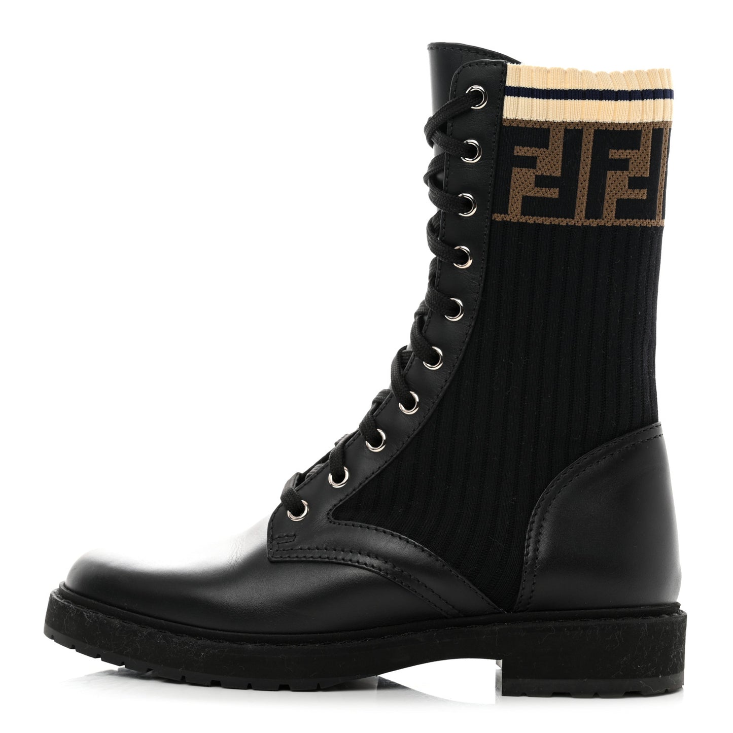 Calfskin Stretch Fabric Rockoko Biker Boots 38 Tobacco Black Marino