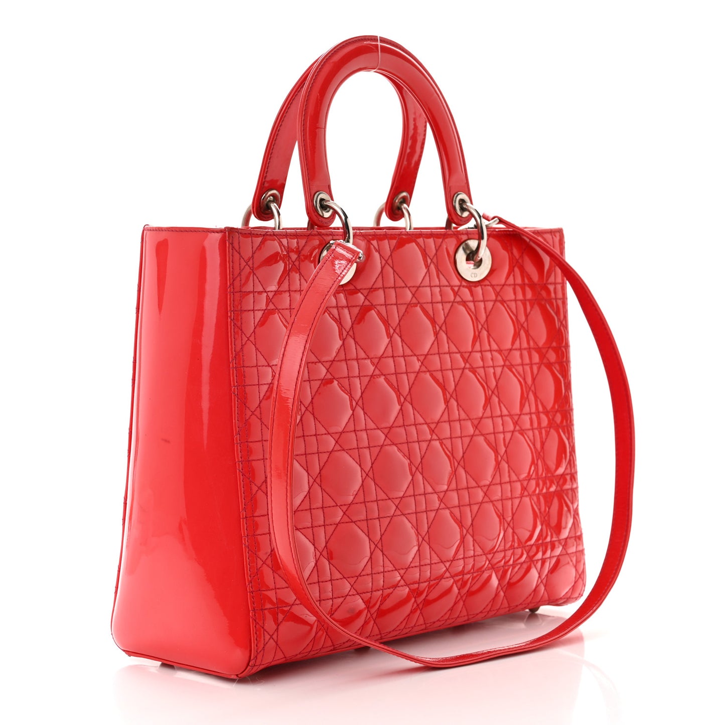 Patent Cannage Large Lady Dior Red